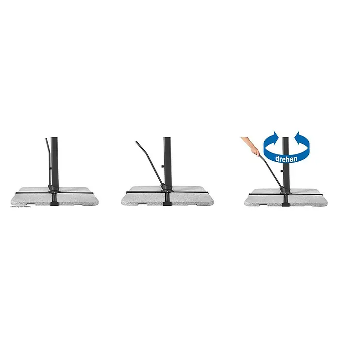 Schneider Classic Ampelschirm Rhodos Smart - Natur, Bespannungsmaß (L x B): 300 x 300 cm - Drehbare Sonnenschirmbasis mit Fusshebel und Betonplatten für einen sicheren Stand.