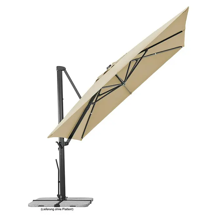Schneider Classic Ampelschirm Rhodos Smart - Natur, Bespannungsmaß (L x B): 300 x 300 cm - Seitenarmschirm in Beige mit schwarzem Gestell, ideal für sonnige Tage im Garten oder auf der Terrasse. Sonnenschutz mit Stil.