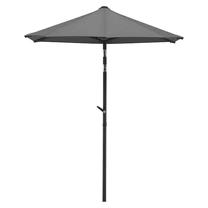 Schneider Classic Balkonschirm Salerno mezza - Anthrazit, Bespannungsmaß (L x B): 150 x 150 cm - Offener grauer Sonnenschirm mit schwarzem Metallpfosten.