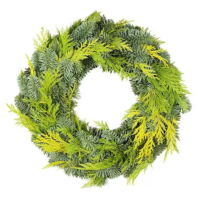 Piardino Adventskranz - Koniferen-Mix, Durchmesser: 40 cm, Flach gebunden - Vorderansicht