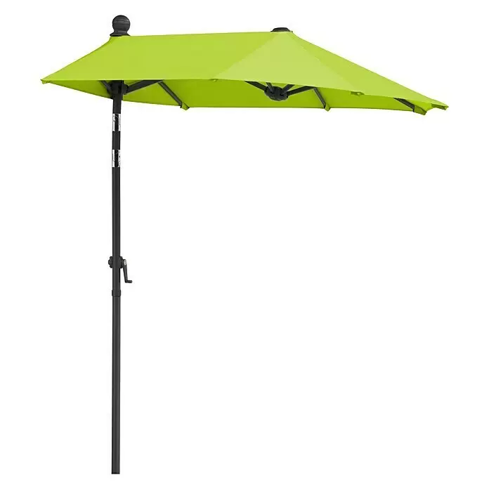 Schneider Classic Balkonschirm Salerno mezza - Apfelgrün, Bespannungsmaß (L x B): 150 x 150 cm - Limettengrüner Halb-Sonnenschirm mit schwarzem Mast.