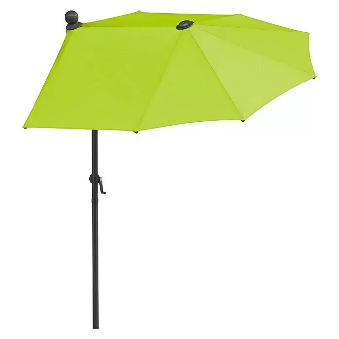 Schneider Classic Balkonschirm Salerno mezza - Apfelgrün, Bespannungsmaß (L x B): 150 x 150 cm - Grüner Sonnenschirm mit schwarzem Mast.