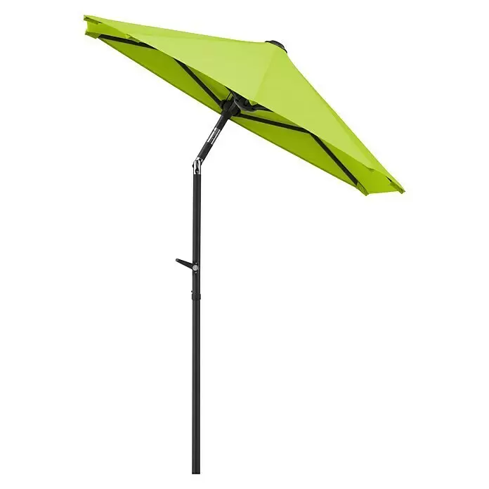 Schneider Classic Balkonschirm Salerno mezza - Apfelgrün, Bespannungsmaß (L x B): 150 x 150 cm - Schräggestellter, lindgrüner Sonnenschirm mit schwarzem Stock zum Schattenspenden.