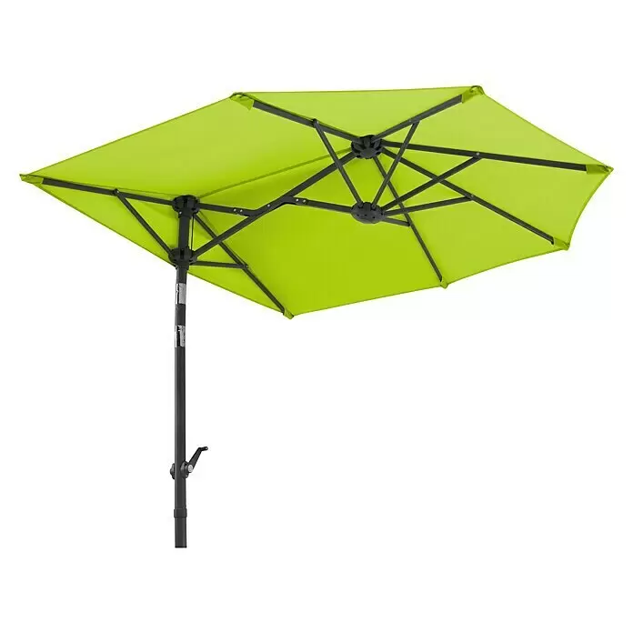 Schneider Classic Balkonschirm Salerno mezza - Apfelgrün, Bespannungsmaß (L x B): 150 x 150 cm - Limettengrüner Ampelschirm mit dunkelgrauem Gestell für viel Schatten im Außenbereich.
