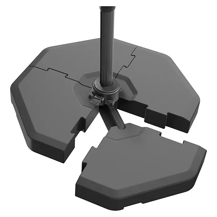 Schneider Beschwerplatte für Ampelschirme - L x B x H: 111 x 111 x 12 cm, Grau, Kunststoff, 4 -tlg. - Dunkelgrauer modularer achteckiger Sonnenschirmständer mit zentraler Stangenaufnahme. Aus Verbundmaterial gefertigt.