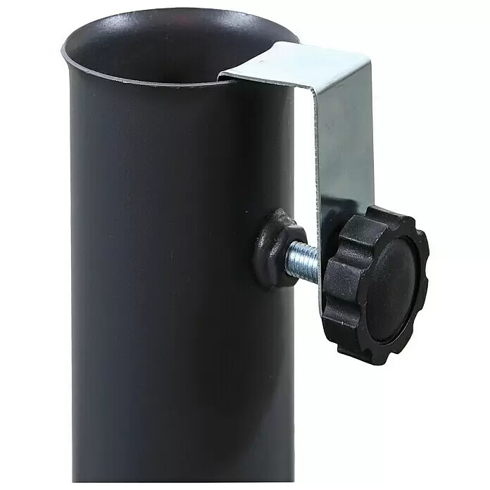 Schneider Plattenständer - Für Rohrdurchmesser: 38 mm - 50 mm, Stahl - Schwarzes Rohr mit silberner Metallklemme und schwarzem Sterngriff zur Anpassung.