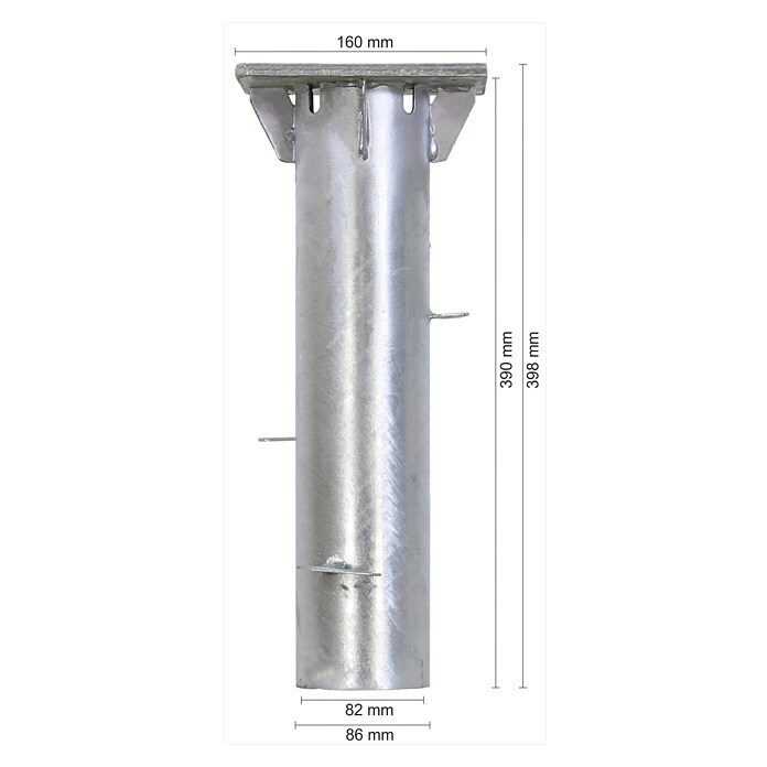 Universal-Bodenplatte silbern 16 x 16 x 40 cm