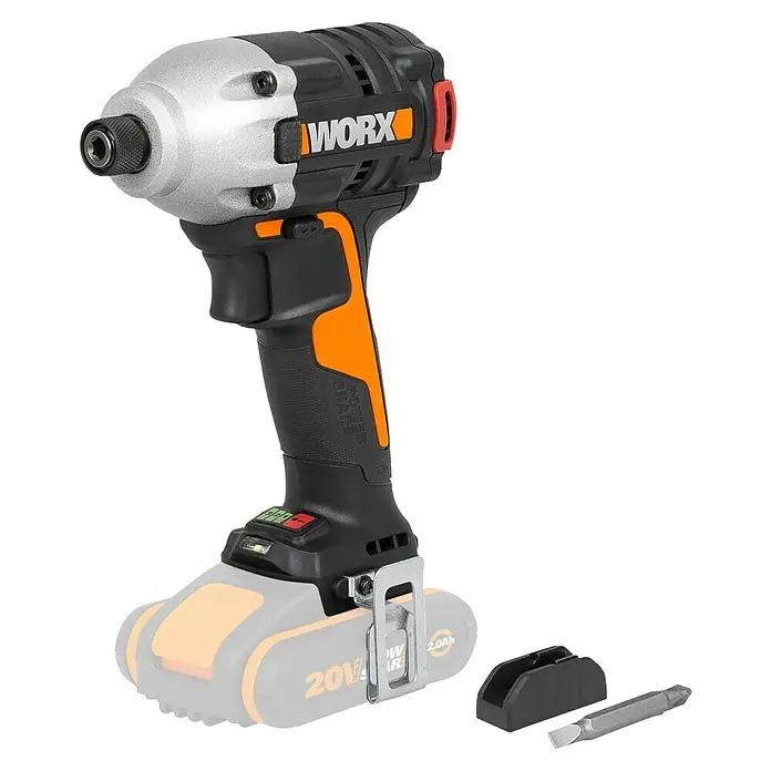 Worx PowerShare 20V Akku-Schlagschrauber WX261.9 - 20 V, Ohne Akku, 2 Ah, 230 Nm - Abbildung eines Worx Akku-Schlagschraubers mit orangefarbenen Akzenten.