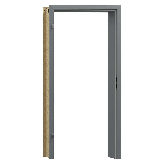 GetaDoor Lamineo Türzarge GLN 747 - 735 x 1.985 mm, Wandstärke: 125 mm, DIN Anschlag: Links, Staubgrau - Grauer Türrahmen mit Beschlägen und Türanschlag aus Kork, perfekt für moderne Innenräume. Ein eleganter und funktionaler Rahmen.