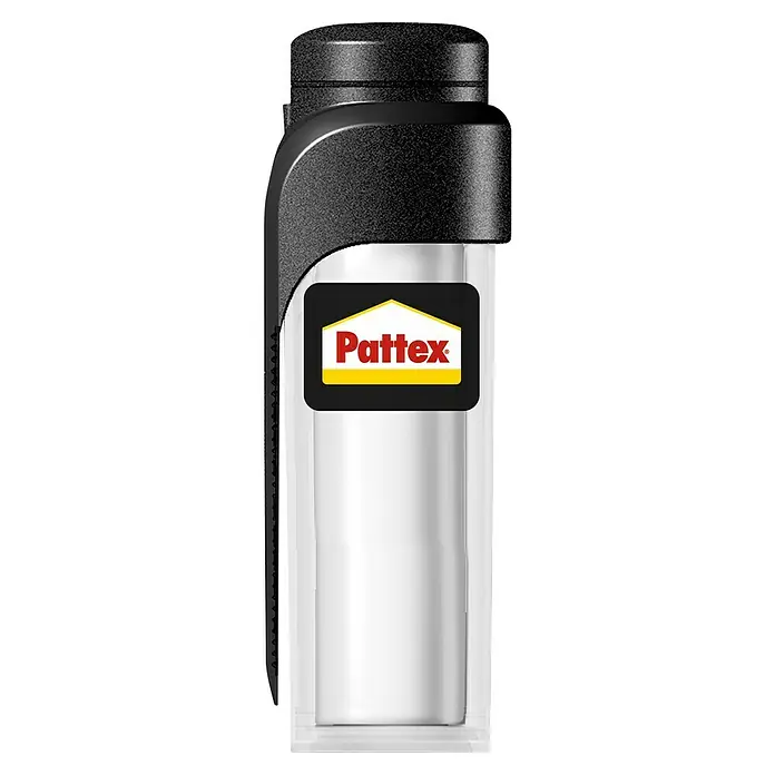 Pattex Kontaktkleber Repair Express - 48 g - Pattex Korrekturroller mit schwarzer Kappe und dem Pattex-Logo auf einem schwarzen Etikett. Ideal für Büro und Schule.