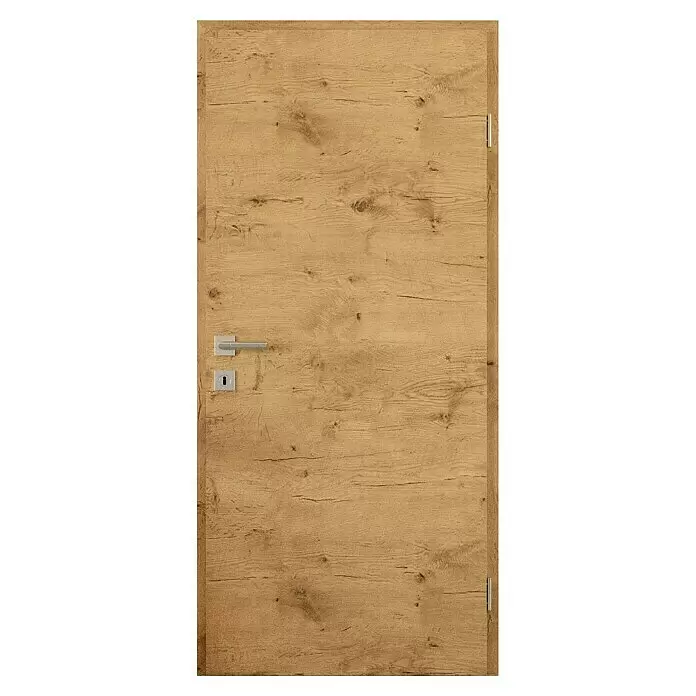 GetaDoor Laminit Zimmertür GLQ 335 - 860 x 1.985 mm, DIN Anschlag: Rechts, Eiche Ferox, Röhrenspan - Vorderansicht