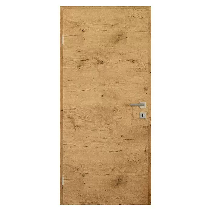 GetaDoor Laminit Zimmertür GLQ 335 - 860 x 1.985 mm, DIN Anschlag: Links, Eiche Ferox, Röhrenspan - Vorderansicht