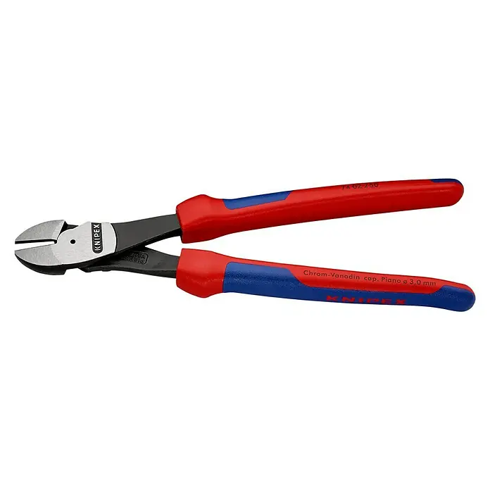 Knipex Seitenschneider - Länge: 25 cm, Härte Schneide: 64 HRC - Die Knipex 74 02 250 Hochleistungs-Kraftseitenschneider für harte Drähte. Präzise Schneiden und ergonomische Griffe für optimale Leistung.