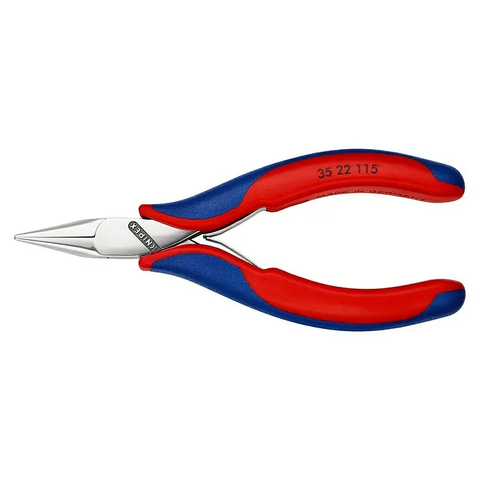 Knipex Flachrundzange - Länge: 11,5 cm, Backenform: Flachrund - Spitzzange Knipex 35 22 115 mit schlanken, spitz zulaufenden Backen für feine Greifarbeiten in der Elektronik und Feinmechanik.