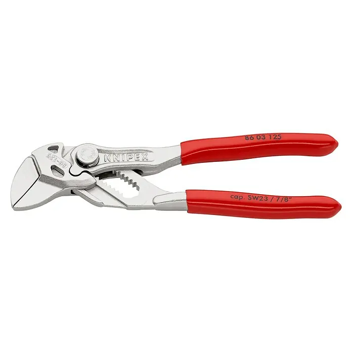 Knipex Wasserpumpenzange - Länge: 125 mm - Die Knipex 86 03 125 Zangenschlüssel, ein vielseitiges Werkzeug zum Greifen, Halten, Drücken und Biegen von Werkstücken.