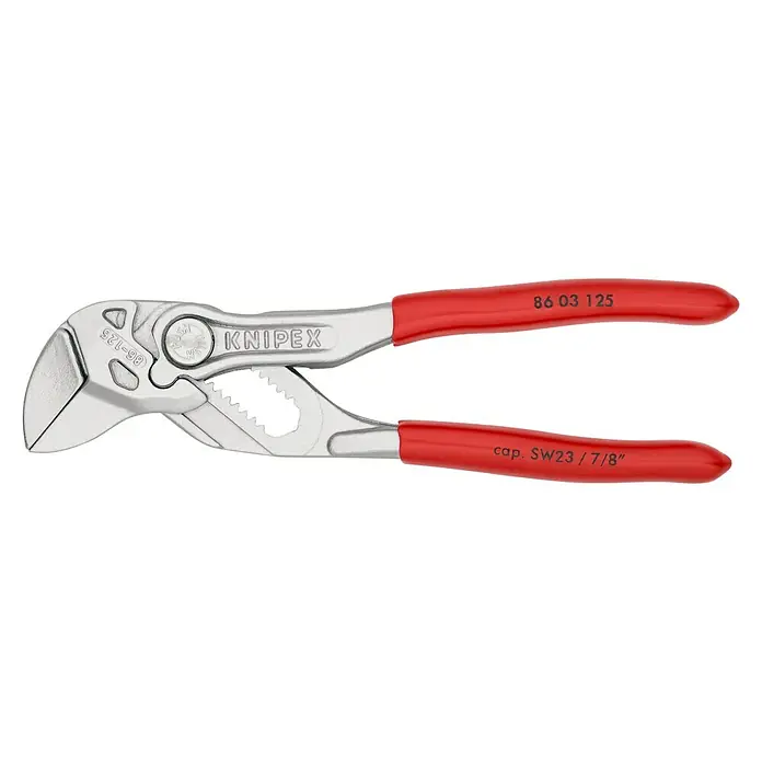 Knipex Wasserpumpenzange - Länge: 125 mm - Knipex 86 03 125 Zangenschlüssel: Ein verstellbarer Schraubenschlüssel mit glatten Backen für empfindliche Oberflächen. Ideal für Installationen.