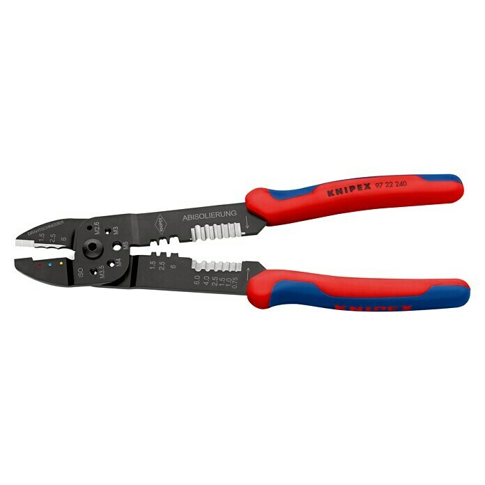 Knipex CrimpzangeLänge: 240 mm, Material Griff: Mehrkomponenten-Hülle, Geeignet für: Isolierte Kabelschuhe und Steckverbinder von 0,5 - 6,0 mm² Left Side View