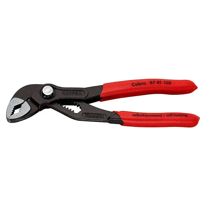 Knipex Cobra Wasserpumpenzange - Länge: 150 mm - Knipex Cobra Wasserpumpenzange mit selbstklemmender Funktion und roten Griffen.