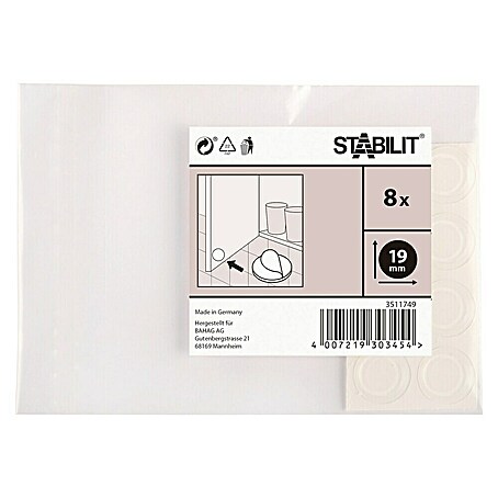 Stabilit Rutsch- & Lärmstopper (Durchmesser: 19 mm, Transparent, Kleben, 8 Stk.)