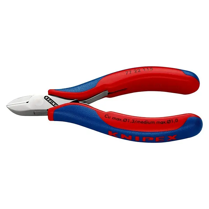Knipex Seitenschneider - Länge: 11,5 cm, Härte Schneide: 60 HRC, Stahl - Knipex Seitenschneider mit blau-roten Griffen, ideal zum Schneiden von Drähten bis Ø 1,3 mm. Ein robustes Werkzeug für den professionellen Einsatz.