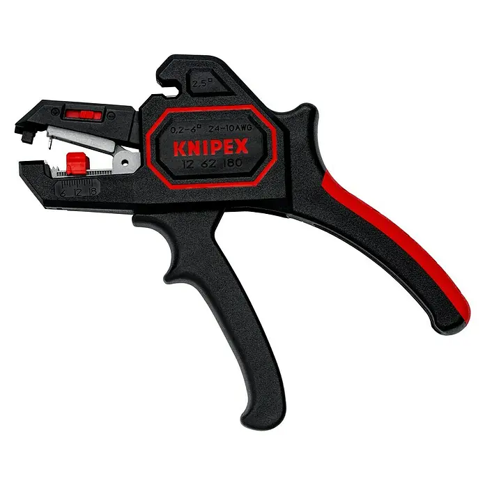 Knipex Abisolierzange - Länge: 18 cm - Eine Knipex Abisolierzange in Schwarz und Rot. Ideal zum präzisen Abisolieren verschiedener Kabeltypen ohne Beschädigung des Innenleiters.