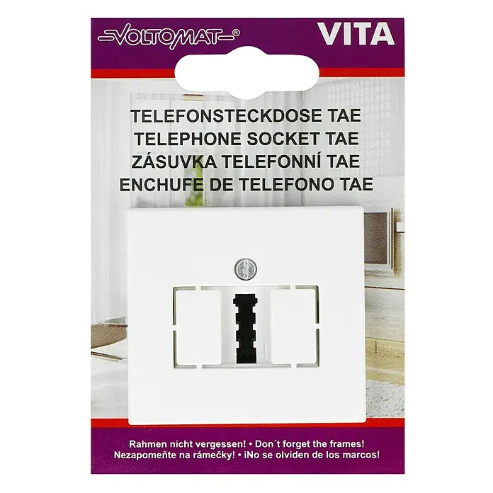 Voltomat VITA TAE-Telefondose - Alpinweiß, Unterputzmontage - TAE-Telefonsteckdose von VOLTOMAT VITA, ideal für den Anschluss von Telefonen. Einfache Installation, modernes Design.