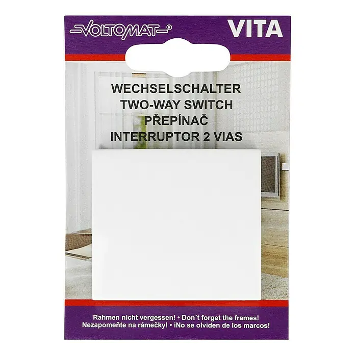 Voltomat VITA Wechselschalter - Alpinweiß, Unterputzmontage, 10 A, 1 Stk. - Abbildung eines VITA Wechselschalters, der eine zuverlässige Stromkreissteuerung für jeden Bedarf bietet.