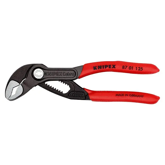 Knipex Wasserpumpenzange Cobra - Länge: 125 mm - KNIPEX Cobra Wasserpumpenzange, ein vielseitiges Werkzeug zum Greifen, Halten, Drücken und Biegen verschiedener Werkstücke mit hoher Präzision.