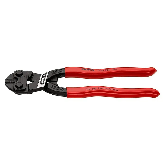 Knipex Bolzenschneider CoBolt - Länge: 200 mm - Knipex Bolzenschneider mit roten Griffen, bekannt für seine Präzision und Langlebigkeit, ideal für harte Materialien.