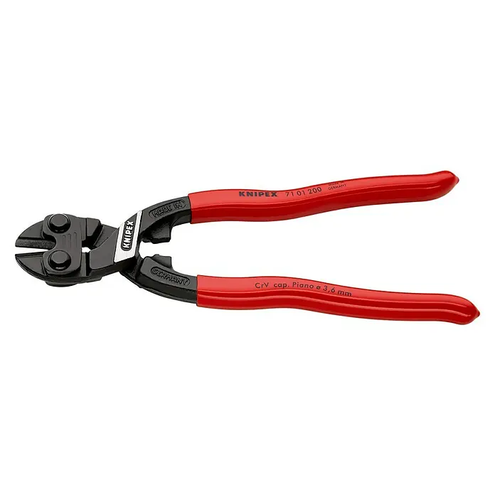 Knipex Bolzenschneider CoBolt - Länge: 200 mm - Der Knipex 71 01 200 Bolzenschneider mit roten Griffen, ideal zum Schneiden von harten Materialien. Präzises Werkzeug für Profis und Heimwerker.