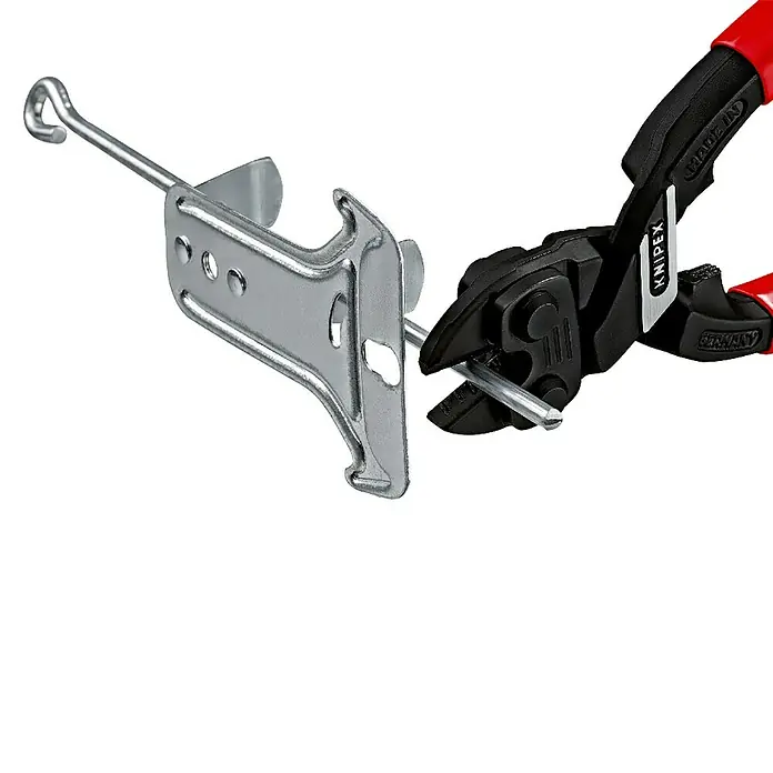Knipex Bolzenschneider CoBolt - Länge: 200 mm - Die Knipex Bolzenschneider schneiden präzise einen Draht, der durch eine Metallhalterung geführt ist. Werkzeug für Profis.