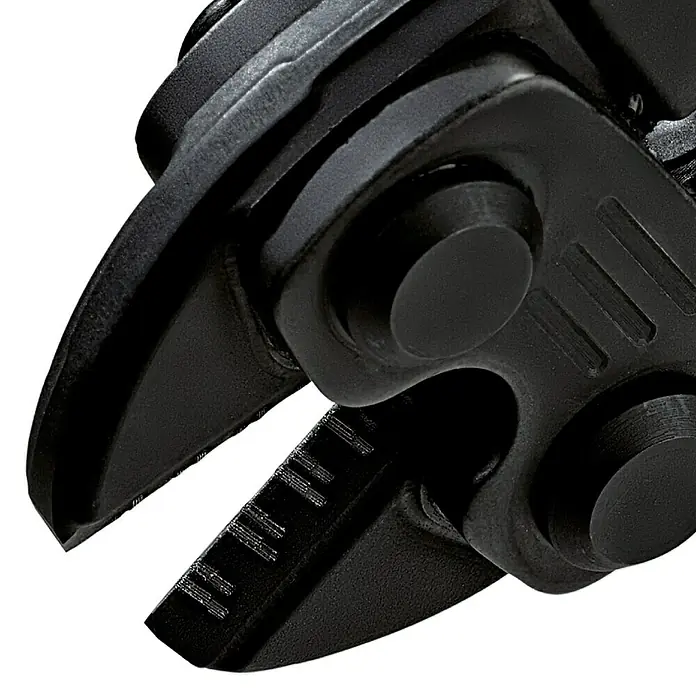 Knipex Bolzenschneider CoBolt - Länge: 200 mm - Detailaufnahme einer schwarzen Bolzenschere, die Robustheit und Präzision für schwere Schneidarbeiten verspricht. Das Werkzeug zeichnet sich durch seine starke Bauweise aus.