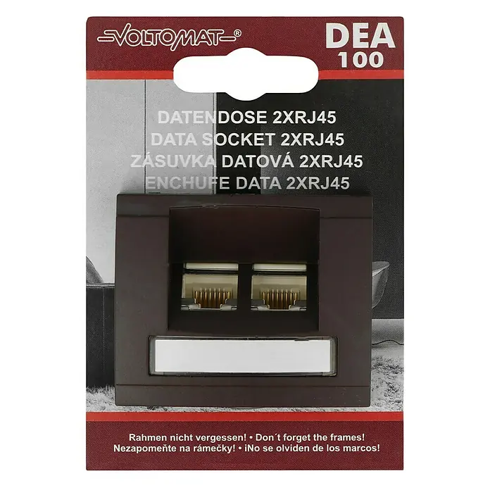 Voltomat DEA 100 UAE-Datendose - Braun, Unterputzmontage - Abbildung einer Voltomat DEA 100 Datendose 2xRJ45, zur sicheren Netzwerkverbindung im Haus oder Büro.