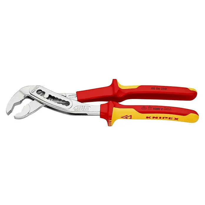 Knipex Wasserpumpenzange Alligator - Länge: 250 mm, Verchromt - Knipex 88 06 250 Wasserpumpenzange Cobra mit Mehrkomponenten-Griffschutz und Chrom-Vanadium-Elektrostahl für optimalen Halt.