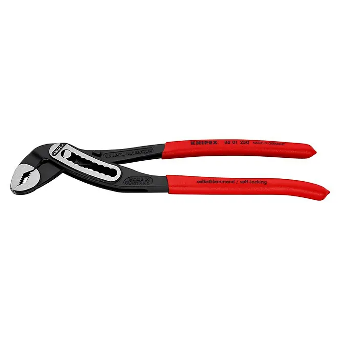 Knipex Wasserpumpenzange Alligator - Länge: 250 mm, Poliert - Die KNIPEX 88 01 250 Alligator Wasserpumpenzange: Vielseitiges Werkzeug für Rohre und Muttern, selbstklemmend.