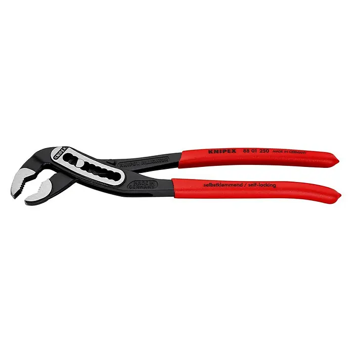 Knipex Wasserpumpenzange Alligator - Länge: 250 mm, Poliert - Die KNIPEX Alligator Wasserpumpenzange 88 01 250: Zuverlässiges Werkzeug mit selbstklemmender Funktion für vielfältige Anwendungen.