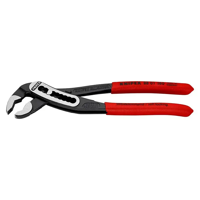 Knipex Wasserpumpenzange Alligator - Länge: 180 mm - KNIPEX Alligator Wasserpumpenzange: Präzisionswerkzeug mit robustem Griff, ideal für Rohre und Muttern. Selbstklemmend für sicheren Halt.