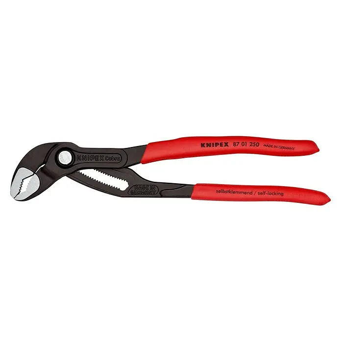 Knipex Wasserpumpenzange Cobra - Länge: 250 mm - Die KNIPEX Cobra Wasserpumpenzange ist ein robustes Werkzeug, ideal für Installateure und Handwerker. Präzise gefertigt und langlebig.