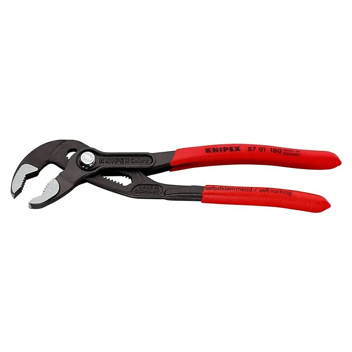 Knipex Wasserpumpenzange Cobra - Länge: 180 mm - Die KNIPEX Cobra Wasserpumpenzange mit roten Griffen ist ein vielseitiges Werkzeug für verschiedene Anwendungen.