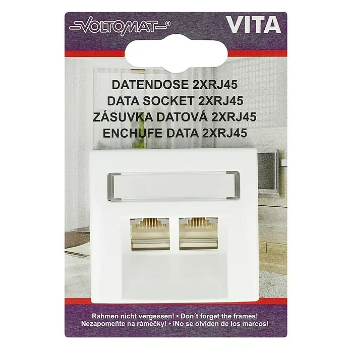 Voltomat VITA UAE-Datendose - Alpinweiß, Unterputzmontage - Eine Datendose 2xRJ45 von Voltomat Vita, ideal für Netzwerkanschlüsse. Hochwertige Verarbeitung für zuverlässige Verbindungen.