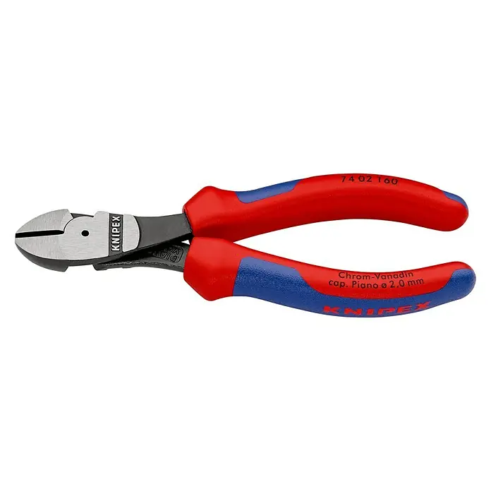 Knipex Alicate de corte diagonal - Largo: 16 cm, Pulido - Cortador lateral KNIPEX: Herramienta de precisión con empuñaduras ergonómicas bicolor y acero eléctrico al cromo vanadio para uso continuo resistente.