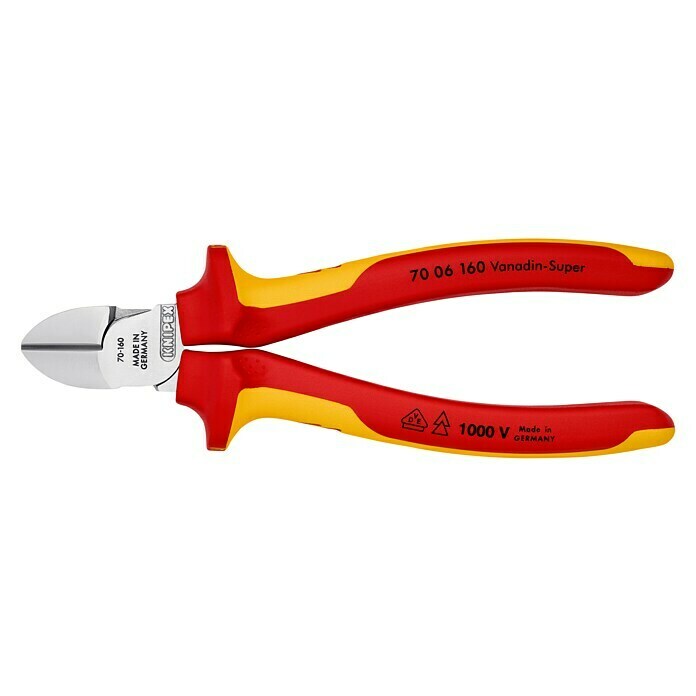 Knipex Seitenschneider (Länge: 160 mm, Material Griff: Mehrkomponenten-Hülle, Ausführung Kopf: Verchromt)