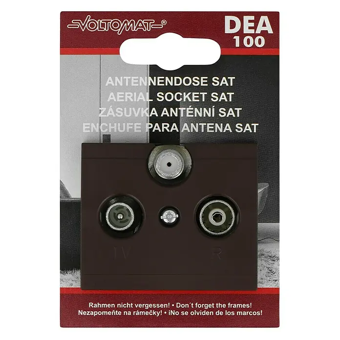 Voltomat DEA 100 Antennendose - 3-fach, Braun - Abbildung einer Voltomat DEA 100 Antennendose SAT, ideal für den Empfang von Satellitensignalen und mit mehreren Anschlüssen ausgestattet.