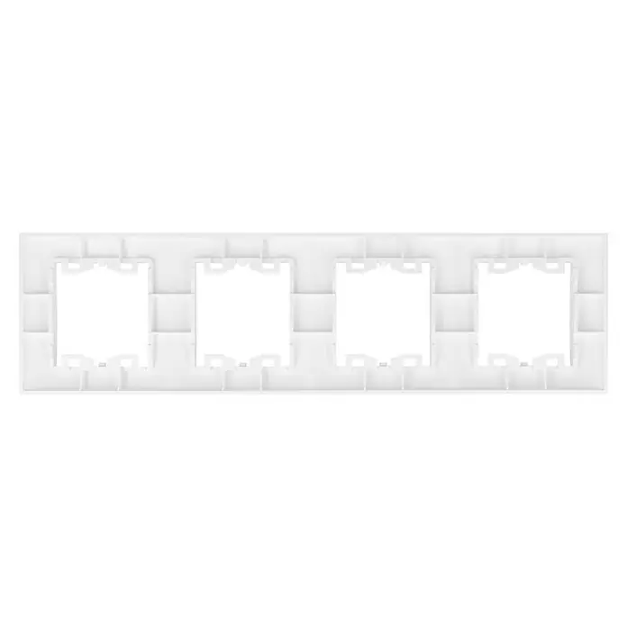 Voltomat VITA Abdeckrahmen - Alpinweiß, 4-fach, Kunststoff, Horizontal - Weiße 4-fach-Rahmenabdeckung für elektrische Schalter. Ideal zum Abdecken von Schaltern in Wohn- und Geschäftsräumen.