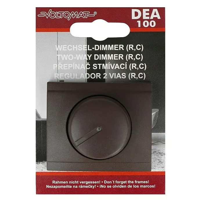 Voltomat DEA 100 Dimmer Elektronisch - Braun, Kunststoff, Elektronisch - Abbildung eines Voltomat DEA 100 Zwei-Wege-Dimmers (R,C) in Braun, perfekt für die Lichtsteuerung.
