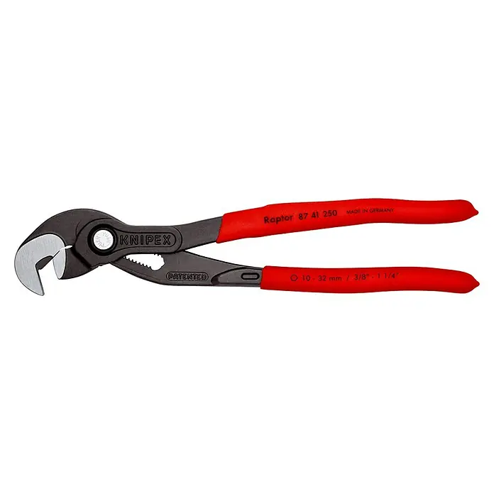 Knipex Schraubzange - Länge: 25 cm - Eine KNIPEX Raptor Zange, ein vielseitiges Werkzeug zum Greifen, Halten und Drehen von Werkstücken. Ideal für Installateure.