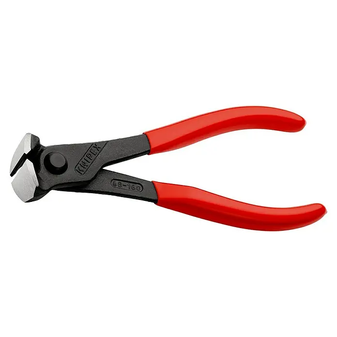 Knipex Monierzange - Länge: 16 cm, Härte Schneide: 61 HRC - Eine Knipex 68 01 160 Endenschneider Zange mit roten Griffen. Ideal zum Schneiden von Draht und anderen Materialien.