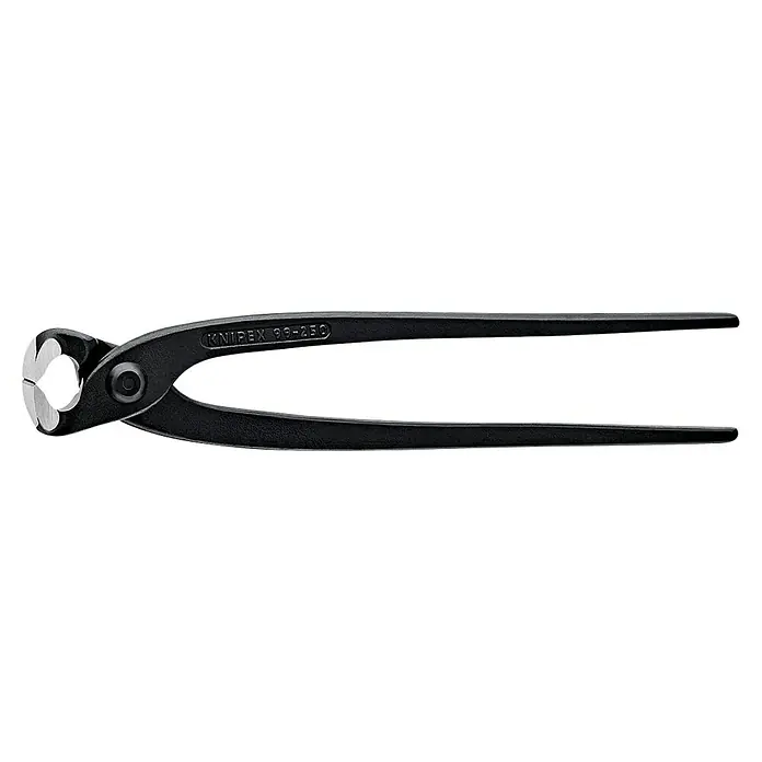 Knipex Kneifzange - Länge: 25 cm, Schwarz - Eine Zange KNIPEX 99-250, ein Werkzeug zum Bearbeiten von Metall und anderen Materialien. Die Zange hat schwarze Griffe und silberne Schneiden.