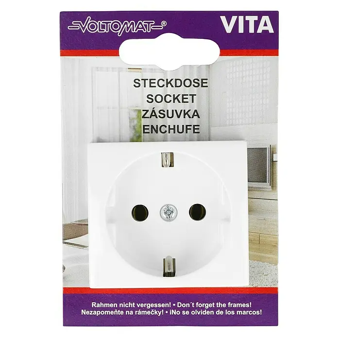 Voltomat VITA Steckdose - Alpinweiß, 1-fach, Kunststoff, 1 Stk. - Abbildung einer VOLTOMAT VITA Steckdose, die eine hochwertige und zuverlässige Stromversorgungslösung für Ihr Zuhause bietet.
