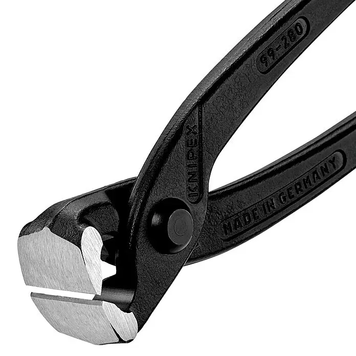 Knipex Kneifzange - Länge: 28 cm, Schwarz - Schwarze Metall-Beißzange mit polierten Backen und Gelenk. Eingeprägt: KNIPEX, 99-280, MADE IN GERMANY.